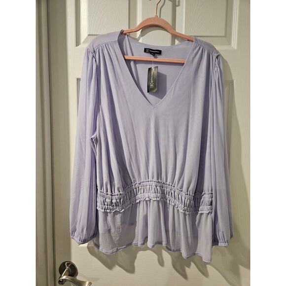 INC International Concepts Plus Size Mesh Peplum Top Light Amethyst 3X NWT - Picture 2 of 8